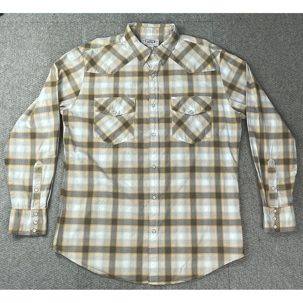 Big Mac Work Wear Vintage Plaid Men's Button‎ Up Long Sleeve Shirt Size Large
